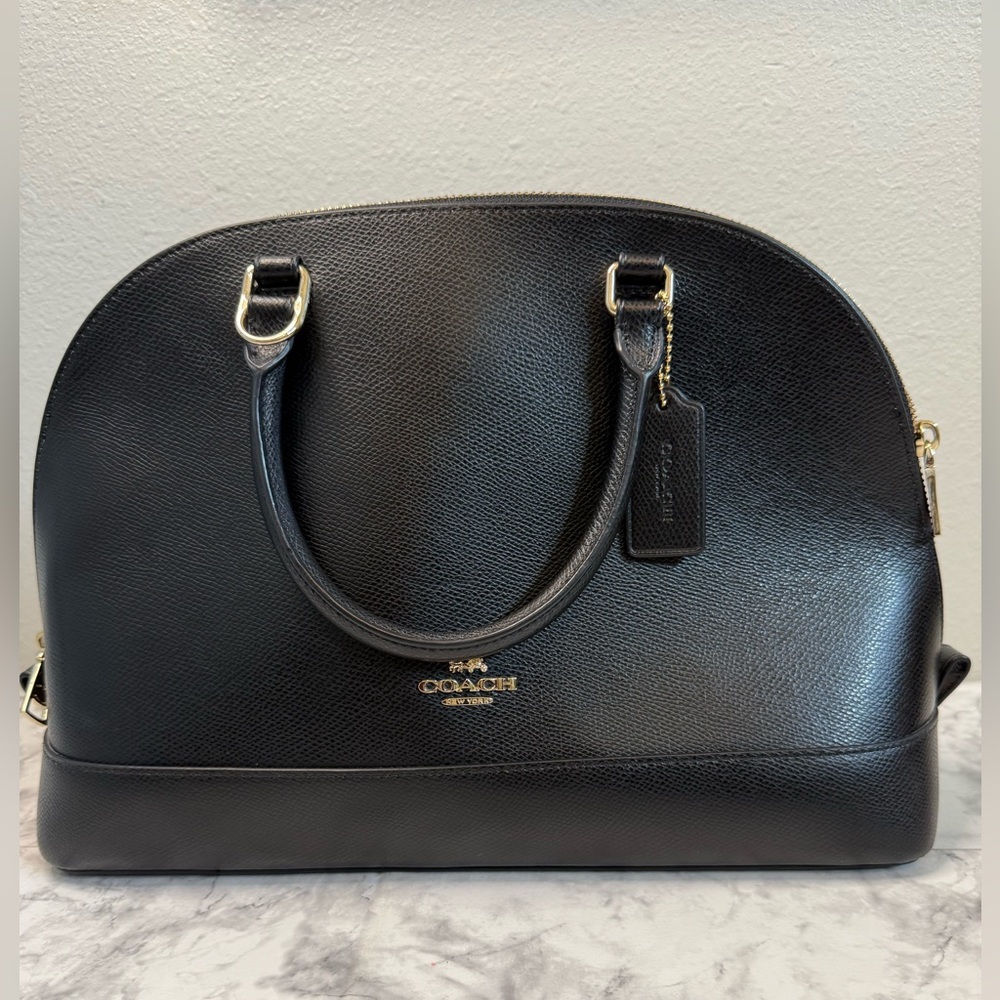 Coach Crossgrain Leather Dome Sierra Satchel  Handbag/ Purse Black F37218